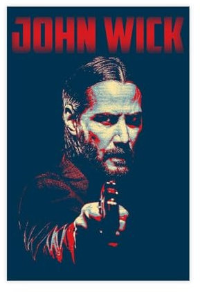 John Wick Reeves Filmposter, 12 Leinwandposter, Wandkunst, Dekor, Bild, Gemälde für Wohnzimmer, Schlafzimmer, Dekoration, ungerahmt, 30 x 45 cm