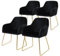 ML-Design Esszimmerstühle 4er Set, Sitzfläche aus Samt, Schwarz, Wohnzimmerstuhl mit Rücken- und Armlehnen, Küchenstuhl Gold Beine, Polsterstuhl mit Metallgestell, Ergonomische Sessel für Esstisch