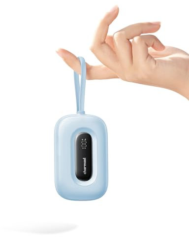 Charmast Powerbank Fast Charging 10 000 mAh avec câble intégré (amovible), charge rapide de 20 W, mini Power Bank USB C, batterie externe de téléphone portable, compatible avec iPhone, Samsung,