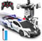 Macchina Telecomandata, 2 in 1 Macchina Radiocomandata Robot Giochi Bambini 3 4 5 6 7 8 9 10 anni, 2.4Ghz Trasformabile 360° Rotazione Polizia RC Auto Giocattolo All'aperto Regalo per Ragazzi Ragazze