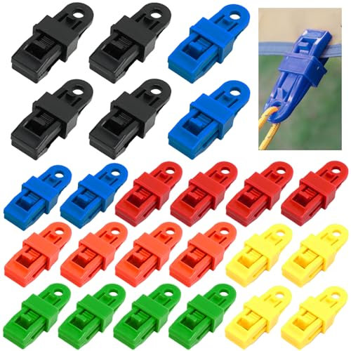 FINEASY 24 Stück Planenclips Zeltplanen Clips, Planenspanner Tarp Clips Set, Zeltplane Clips Planenbefestigung, Planen-Clips für Camping Sonnensegel Abdeckung Markisen