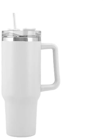 Taza De Viaje Con Asa Pajita,Taza De Paja Con Asa Vaso de 40oz con aislamiento, frascos de vacío de acero inoxidable for coche con asa, botella termo, taza de gran capacidad ( Size : 40oz , Color : Wh