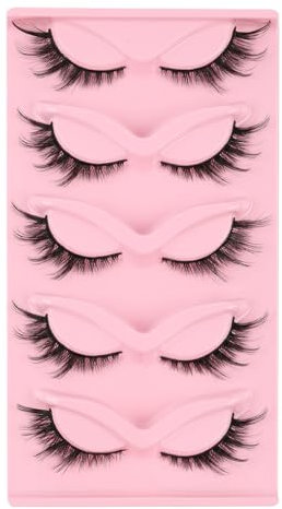 Glowing Win Faux Cils Naturel Fox Eye Lashes 5 Paires Cat Eye Lashes Doux Faux Cils Yeux de Chat Oeil Moelleux faits à la main Angel Winged Reutilisable Fake Eyelashes
