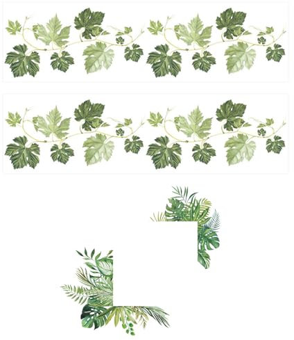 2 pegatinas de pared de hojas verdes, 1 pegatina de pared para interruptor de plantas verdes, pegatinas para decoración de pared de cocina, pegatinas de marco de espejo, pegatinas de pared de baño