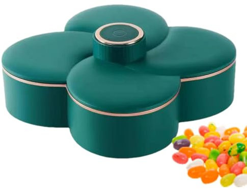 Bvizyelck Bandeja giratoria para aperitivos, caja de almacenamiento de aperitivos, forma de flor, caja de aperitivos, contenedor de embutidos, organizador de almacenamiento de alimentos, bandeja de