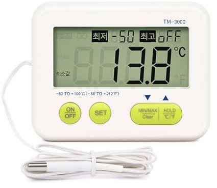 PTILSERY Termometro con sonde, sensore e allarme, grande display digitale, rilevatore di temperatura per acquari interni frigorifero