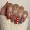 24pcs Christmas False Nails Short - Almond Press on nails - Glitter Silver Red French Tip - Fake Nails Candy Holly Berry Stick on Nail Xmas Holiday Nails Art Accessories