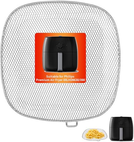 GWBSXM Air Fryer Tray Replacement for Philips HD9630 Airfryer XXL, 9×8.15.2 cm SUS 304 Stainless Steel Air Fryer XXL Accessories Replacement Parts Basket for Philips HD9656 HD9760 HD9860 HD9870 Air