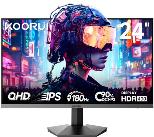 KOORUI 24 Inch QHD Gaming Monitor, 1440p 180Hz Fast IPS, 1ms, Adaptive Sync, VESA Mountable, HDMI/DP