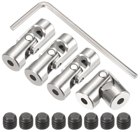 sourcing map 4Pcs 3mm to 3mm ID Steering Universal Joint Shaft Coupling,L23XD9 Metal 45°Degree Rotatable Joints Coupler with Screws Wrench Set for Model Car Ship Drive Shaft Motor Connection