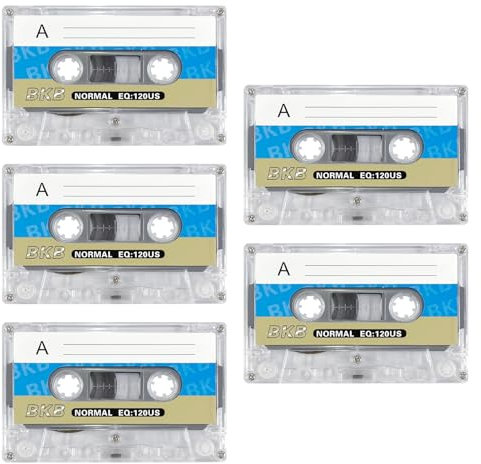 YSJCHEBS Pack De 5 Cassettes Vierges, Cassettes Audio, Accessoires pour Lecteur De Cassettes, Enregistrement Audio, Cassettes Audio