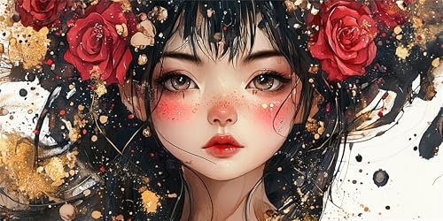 Peinture par Numero Adulte Anime, Peinture Numero Enfant Débutants Pré - imprimé Toile, Loisirs Créatifs Adultes avec Acrylique Pigments et Pinceaux, Décoration Murale Maison 80x160cm Rose Fille Z-275