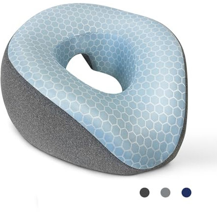 SeiriHelper Massagekissen Kopfloch, Ergonomisches Gesichtskissen mit abnehmbarem Bezug, Massage Kopfstütze für Bett (Hellgrau)
