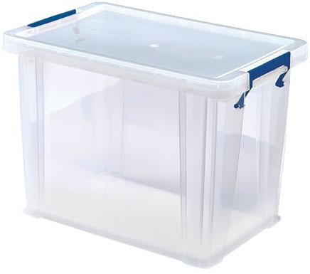 BANKERS BOX 3 x 18.5L Plastic Storage Boxes with Lids. ProStore Super Strong Stackable Plastic Storage Boxes (28 x 32 x 20 cm), Made in the UK, Clear