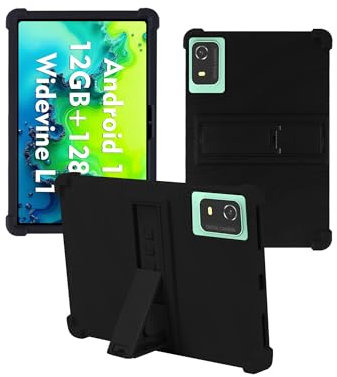 Case for CWOWDEFU Tablet 10 Inch Android 14 Tablets，WUNIAK Shock Proof Lightweight Stand Rubber Shell Protective Cover,Kids Friendly Soft Silicone Adjustable Stand Cover,Black