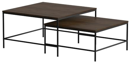 Vicco Couchtisch-Set Ramio, Eiche rustikal/Schwarz, 80 x 80 cm | 2 Teile, zur flexiblen Nutzung als Ablagefläche oder Beistelltische