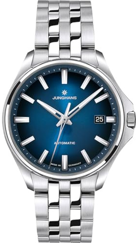 JUNGHANS Damenuhr Automatik Meister S Blau 36 mm 27/4582.44 | zentraler Sekundenzeiger, poliertes Edelstahl-Gehäuse