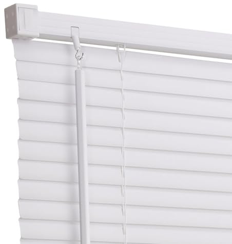 Warmiehomy PVC Venetian Blinds for Windows, White Venetian Blinds 60 * 150cm, 25mm Slat, Easy Fit Trimmable Fitting PVC Window Blind Shutters, Light Filtering & Privacy Control for Home Office, White
