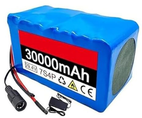 24V 30000Mah Akkus Für Falt-Scooter Zusatzakku 7S4P Wasserdichter PVC-Akku Eingebauter BMS Mit Ladegerät Elektrofahrra Lithium Batterie