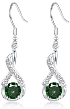 Loutade Ohrringe Silber 925, Leicht 925 Sterling Silber Infinity Ohrringe Hängend mit AAAAA Cubic Zirkonia, Hypoallergen Haken Ohrhänger Silber, Funkelnden Ohrhänger Geschenk für Frauen Damen