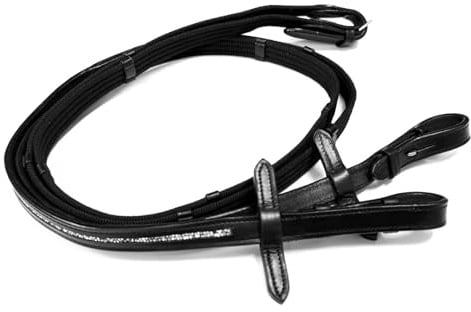 JA Horse JA3001 Leder Zügel mit Crystal (Sparkle Stein Schwarz, Cob)