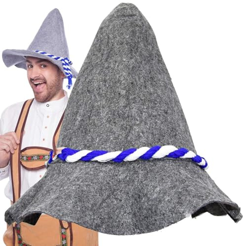 Carpeta Seppelhut Filzhut für Oktoberfest, Fasching und Karneval | Filz-Hut mit blau-weißer-Kordel | Bayernfest Bierfest Sepplhut