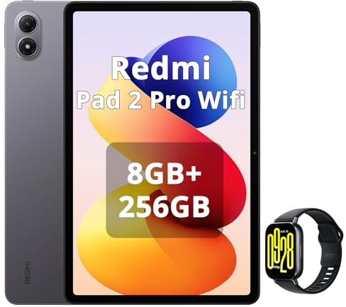 XIAOMI REDMI Pad 2 Pro, 8+256 GB, 12,1 Zoll 2,5 K 120 Hz, riesiger Akku mit 12000 mAh (Typ), 4 nm Prozessor, kontinuierliche Konnektivität, Graphitgrau, WLAN, inklusive Smart Watch