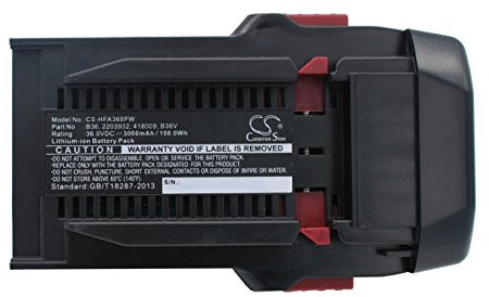 Cameron Sino 3000 mAh/108 WH batterie Compatible avec Hilti Te6-a36, Te6-a Li, Wsr36-a