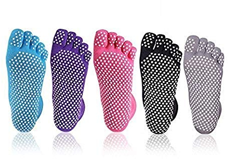 XLKJ 5 Stücke Yoga Socken, Anti Rutsch Socken rutschfeste, ABS Socken Damen Antirutschsocken Stoppersocken für Yoga, Pilates, Barre, Tanz, Ballett, Kampfsport, Trampolin, Fitness, Krankenhaus