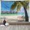 ABAKUHAUS Strand Wandteppich und Tagesdecke, Karibik Tropical Coast aus Weiches Mikrofaser Stoff Waschbar ohne Verblassen Digitaldruck, 230 x 140 cm, Aqua