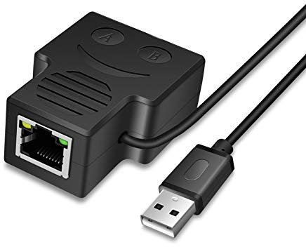 CERRXIAN RJ45 1 zu 2 Splitter Adapter Netzwerk 1 auf 2 Port Buchse CAT5 LAN Ethernet Buchse Connector Adapter, unterstützt 2 Ports für gleichzeitige Verbindung zum Netzwerk