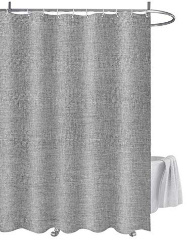 MJAHQ Tenda da doccia in tessuto, lino finto, tenda da doccia impermeabile, a prova di muffa, lavabile, con 12 ganci, per tende da bagno, vasche da bagno e docce-grigio_240x200 cm