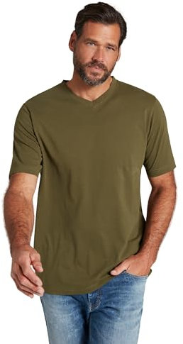 JP 1880 Hasta la Talla 8XL, Camiseta de Jersey, básica, Camiseta con Cuello de Pico, algodón Puro, Cuello en V Caqui Oscuro 8XL 702415430-8XL