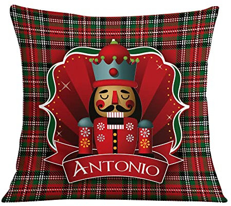 Babloo Cuscino Quadrato Natalizio Idea Regalo Natale Schiaccianoci Personalizzabile con nome (Soldato, 100X100cm)