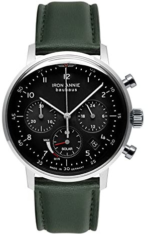 Iron Annie Herrenuhr mit veganem Lederband Serie Bauhaus SII Solar Chronograph Datum 5086-2_n