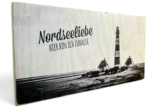 elbPLANKE Schlüsselbrett - Nordseeliebe (24x12 cm)