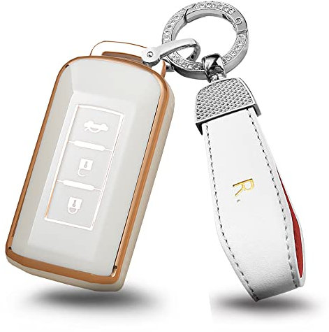 ontto Autoschlüssel-Abdeckung mit Schlüsselanhänger, kompatibel mit Mitsubishi, Beige