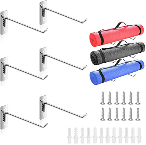 6 Stück/3 Set Yogamattenhalter, Wandhalterung Yogamatten, Fitnessstudio, Zubehör zum Aufhängen von Schaumstoffrollen und Widerstandsbändern in Fitness-Klasse oder Heim-Fitnessstudio