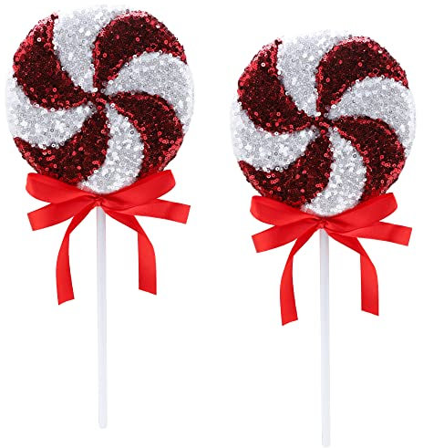 Christmas Concepts® Pack de 2 Piruletas de Lentejuelas Brillantes Gigantes de 36cm (14.2) Decoración navideña - Adornos para árboles de Navidad - 5 Colores Disponibles