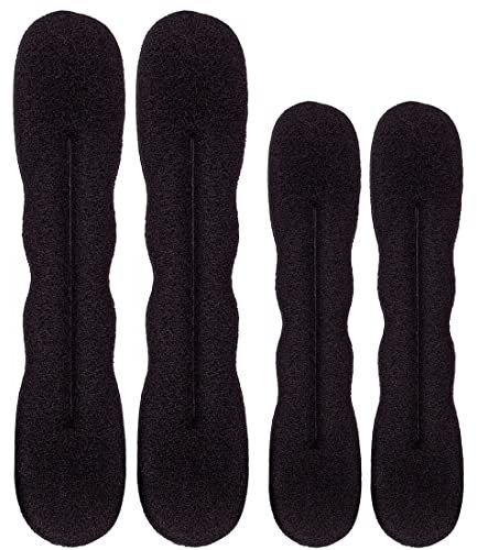Pelo moño maker,cortadora de cabello de 4 piezas versión mejorada horquilla pinza de esponja para peinar el cabello donut herramienta de rosquilla de corona giratoria, 2 grandes y 2 pequeños (negro)