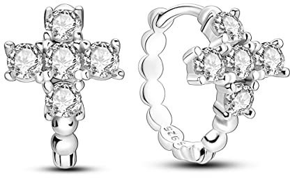 NARMO 925 Sterling Silber Ohrringe für Frauen Klein Kreuz Huggie Ohrringe