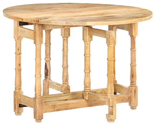 ZEYUAN Esstisch, Esszimmertisch, Baumkantentisch, Dining Tables, Esszimmermöbel, Küchentisch, Küchen Tisch, Rund 110x76 cm Mango Massivholz
