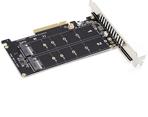 Dual Adapter Card, Dual M.2 NVMe SSD to PCIE X8 M Key Hard Drive Converter Adapter Reader PH45 PCIE Expansion Card(ph45)