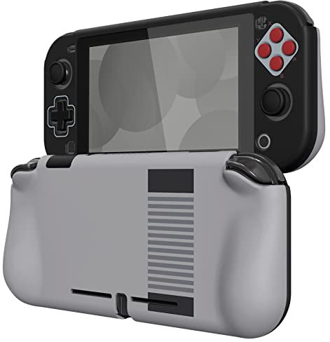 PlayVital ZealProtect Hülle für Nintendo Switch Lite,Case Hülle Schutzhülle Tasche Zubehör,Ergonomische Grip Joycon mit Schutzfolie&Joystick-/Tasten-Kappen für Switch Lite(Classics NES Style)
