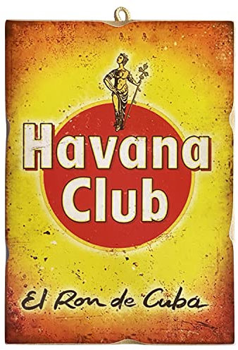 Retro Werbung Bild im Vintage-Stil Havana Club Druck auf Holz 25x18 cm Wanddekoration