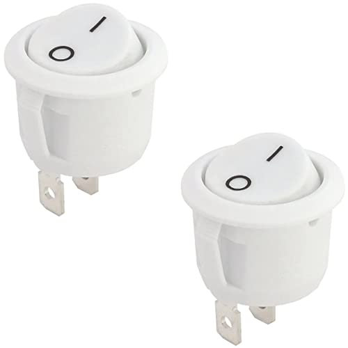 cyclingcolors 2x Wippschalter 2 polig 230V 4A R13 ON OFF Rund Kippschalter LED Streifen lichtschalter lampe, Weiß
