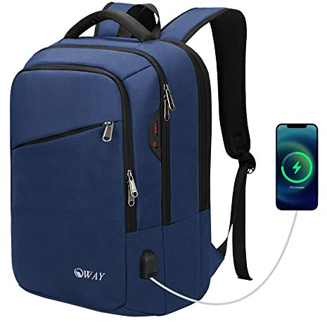 OWAY 15.6 Inch Laptop Backpack with USB Charger Anti-Theft Business Backpack Boys School Bags Water Resistant School Backpack College Backpack Rucksack for Men Women (blue, X)