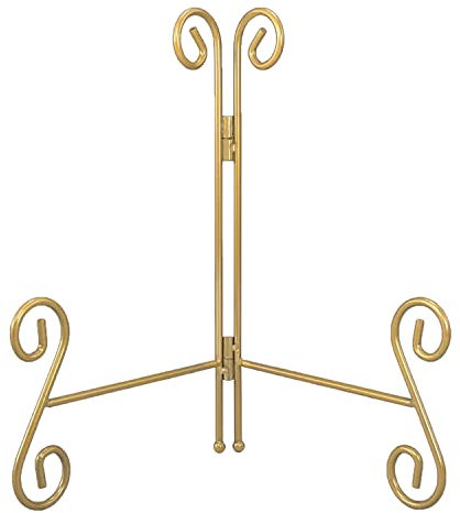 HOPEME Display Stands for Plate, 6Inch Glod Metal Easel Plate Holder Easel Display Stand for Picture, Photo, Card, Dish, Platter, Table Art and Round Objects(1 PACK)