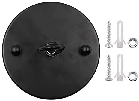 Alnicov 2 STÜCKE Vintage Kronleuchter Deckenplatte Haken Metall Deckenrosette Haken Deckenbaldachin für Deckenpendelleuchten (Schwarz)