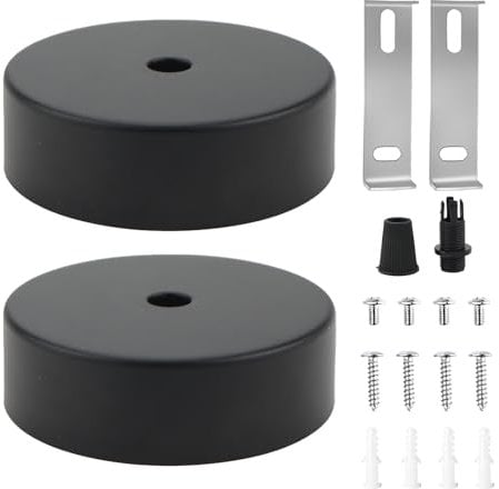 Dagord 2 Stck Schwarzer Metallischer Baldachin, 80 x 25 mm, Mit Metallischem Klemmnippel & Rosette fr Lampen